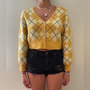 Yellow argyle sweater